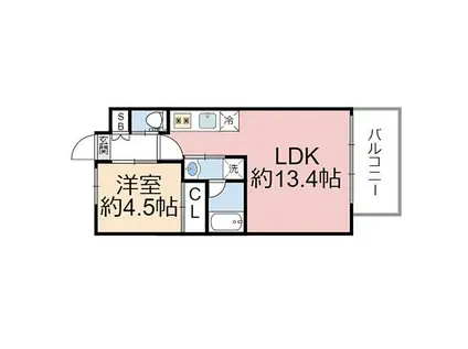 プレジオ今福鶴見(1LDK/3階)の間取り写真