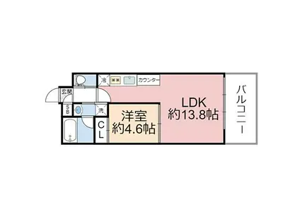 プレジオ今福鶴見(1LDK/2階)の間取り写真
