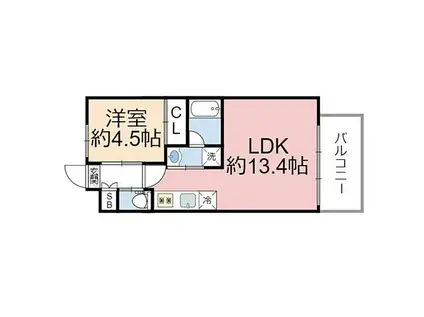 プレジオ今福鶴見(1LDK/4階)の間取り写真