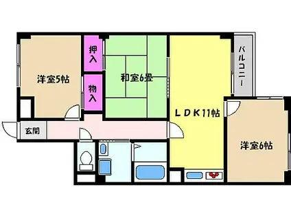 ロイヤルコート芦屋西蔵(3LDK/3階)の間取り写真