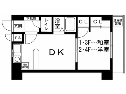 D-スクウェア加古川(1DK/3階)の間取り写真
