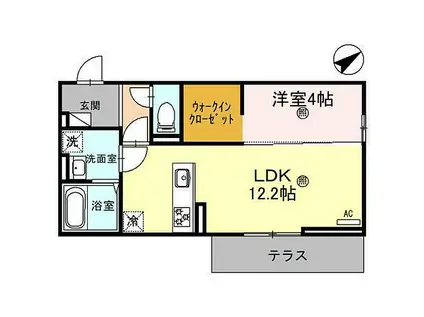 アリア大江(1LDK/1階)の間取り写真