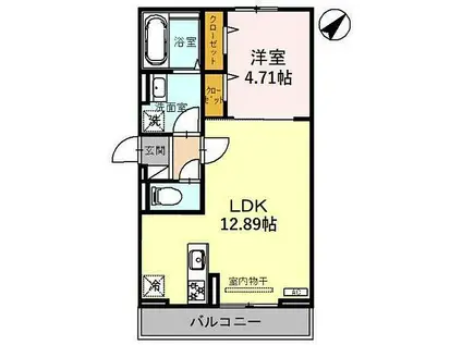 JR草津線 手原駅 徒歩13分 3階建 築1年(1LDK/3階)の間取り写真