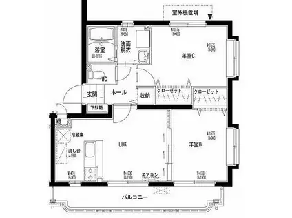 グローリー野田Ⅱ(2LDK/1階)の間取り写真