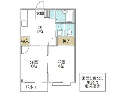 エルディム菱木(2DK/2階)の間取り写真