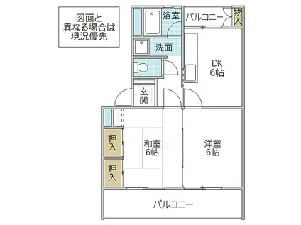 東大島マンション(2DK/3階)の間取り写真