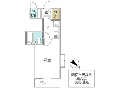 ホーユウパレス勝田(1K/2階)の間取り写真
