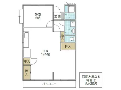 市毛マンション(1LDK/1階)の間取り写真