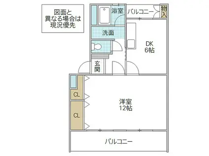 東大島マンション(1DK/4階)の間取り写真