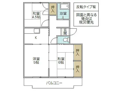鴨志田第二マンション(3DK/2階)の間取り写真