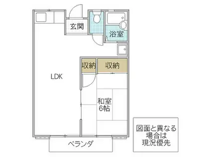 木もれびハイツ(1LDK/1階)の間取り写真