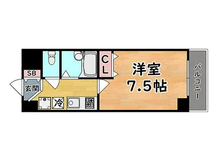 JR東海道・山陽本線 六甲道駅 徒歩5分 8階建 築21年(1K/2階)の間取り写真