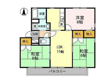 JR山陽本線 東福山駅 徒歩24分 2階建 築31年(3LDK/2階)の間取り写真
