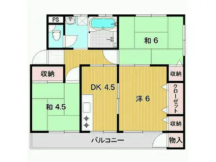 岡田マンション(3K/1階)の間取り写真