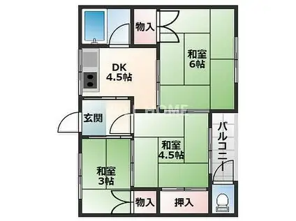 南海線 紀ノ川駅 徒歩5分 1階建 築45年(2K/1階)の間取り写真