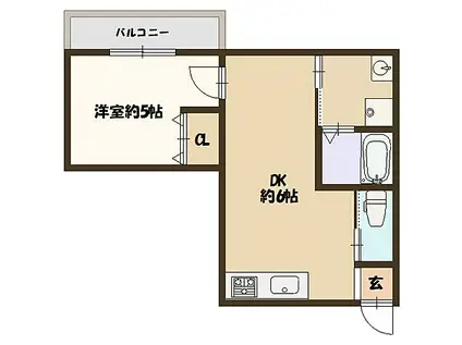 ユウパレス太町(1DK/3階)の間取り写真