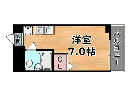 阪急神戸本線 六甲駅 徒歩3分 4階建 築39年(ワンルーム/2階)の間取り写真