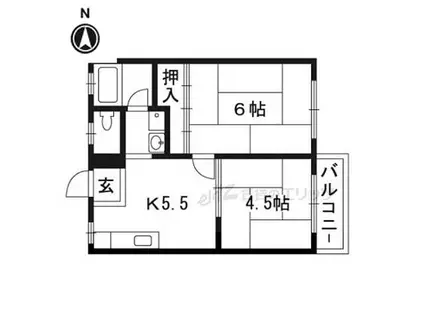 パナハイツ古曽部(2DK/2階)の間取り写真