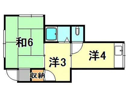 山陽電鉄本線 山陽須磨駅 徒歩2分 2階建 築44年(2K/2階)の間取り写真