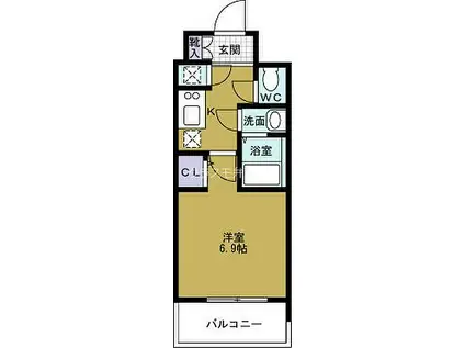 ファーストレジデンス大阪ベイサイド(1K/7階)の間取り写真