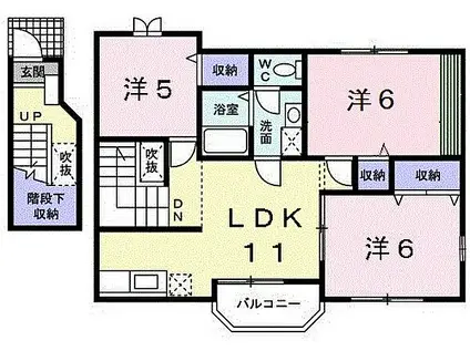 JR山陽本線 天神川駅 徒歩27分 2階建 築22年(3LDK/2階)の間取り写真