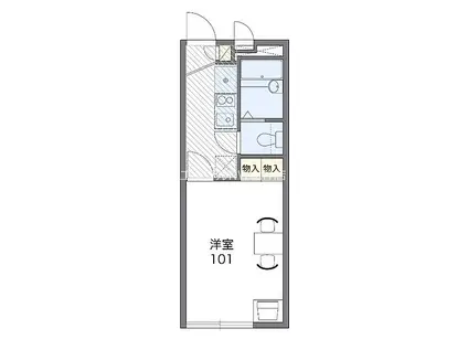 JR伯備線 備中高梁駅 徒歩15分 2階建 築17年(1K/2階)の間取り写真