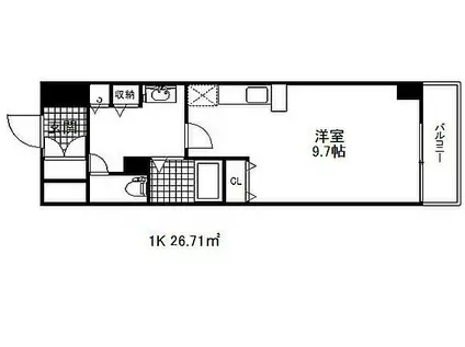 カスタリア三宮(1K/10階)の間取り写真