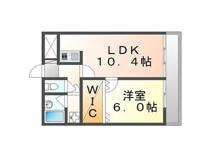 JR山陽本線 福山駅 徒歩39分 5階建 築34年(1LDK/3階)の間取り写真
