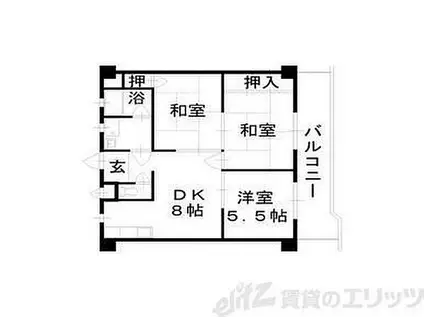 サンシャトー山本(3DK/4階)の間取り写真