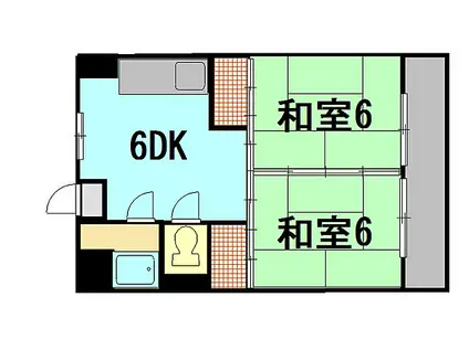 細川ビル(2DK/4階)の間取り写真