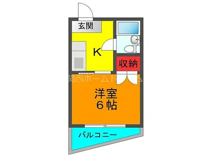 京阪本線 古川橋駅 徒歩8分 4階建 築37年(1K/4階)の間取り写真