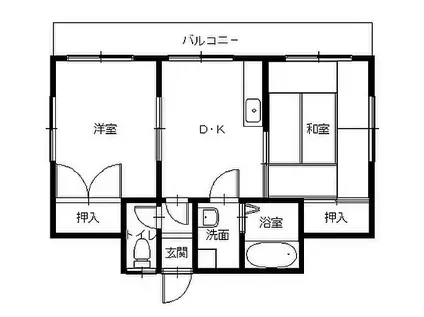 JR長崎本線 道ノ尾駅 徒歩3分 3階建 築36年(2DK/3階)の間取り写真