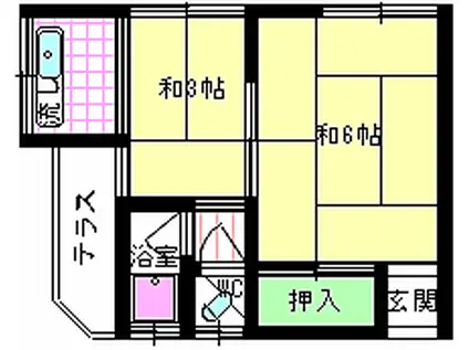 JR東海道・山陽本線 茨木駅 徒歩10分 3階建 築49年(2K/3階)の間取り写真