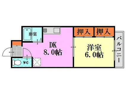 SHUコーポ牛田(1DK/3階)の間取り写真