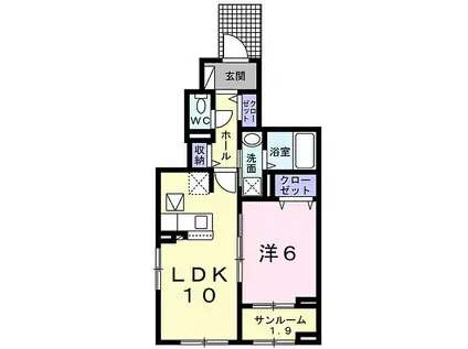 JR可部線 河戸帆待川駅 徒歩67分 3階建 築1年(1LDK/1階)の間取り写真