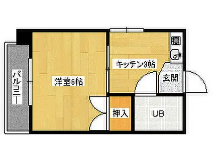 広島高速交通アストラムライン 毘沙門台駅 徒歩9分 4階建 築36年(1K/4階)の間取り写真