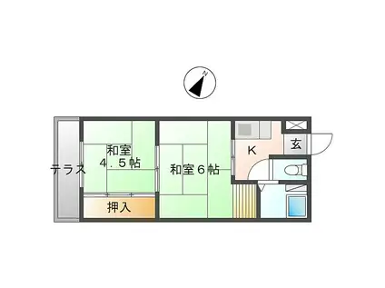 大幸荘(2K/1階)の間取り写真