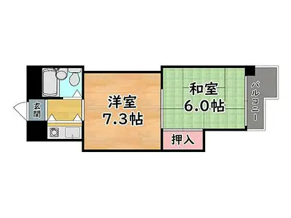 JR東海道・山陽本線 摩耶駅 徒歩5分 4階建 築40年(2K/4階)の間取り写真