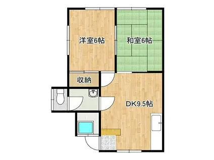 三宅第2アパート(2DK/2階)の間取り写真