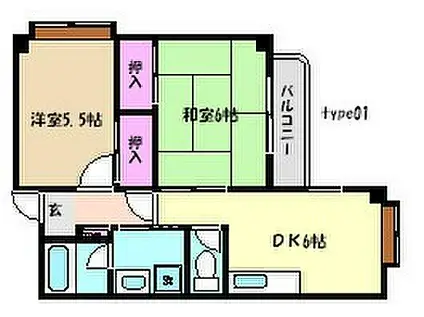 メゾンミヤマエ(2DK/3階)の間取り写真