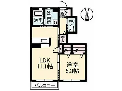 シャーメゾンCHERI(1LDK/1階)の間取り写真