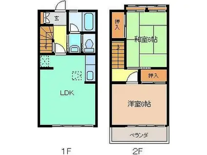 アローハイツ(2LDK/1階)の間取り写真