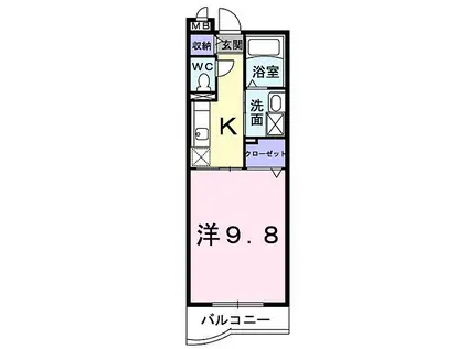JR宇部線 東新川駅(山口) 徒歩18分 3階建 築18年(1K/3階)の間取り写真