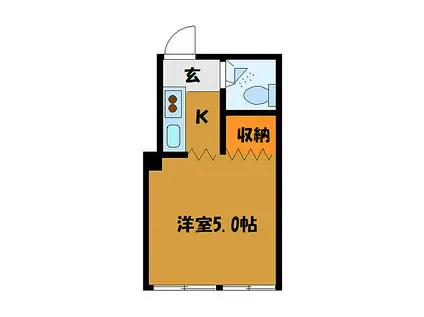 JR中央線 国分寺駅 徒歩5分 3階建 築47年(1K/3階)の間取り写真