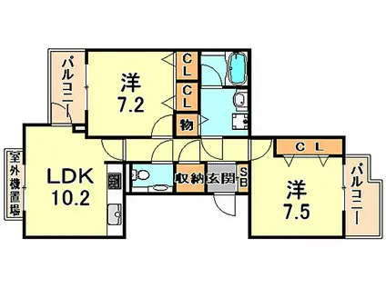 シュネルパーク・レジデンス(2LDK/1階)の間取り写真