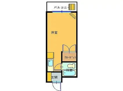 長崎電気軌道1系統 若葉町駅 徒歩4分 4階建 築37年(ワンルーム/2階)の間取り写真