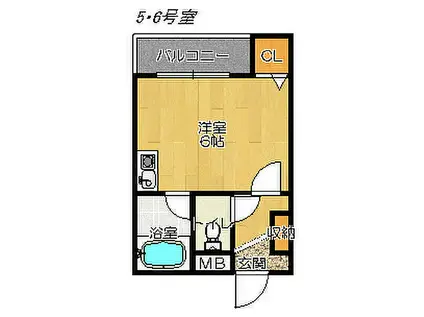 パークサイド野崎(ワンルーム/4階)の間取り写真