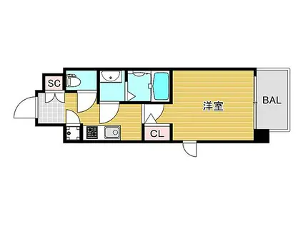 ファーストレジデンス大阪ベイサイド(1K/9階)の間取り写真