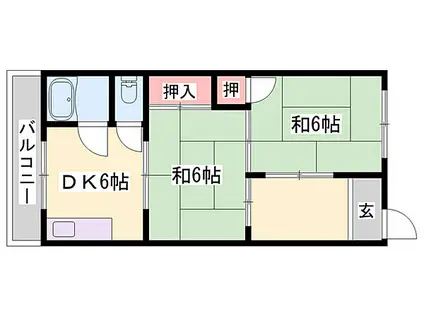 道本グリーンハウス(2DK/4階)の間取り写真