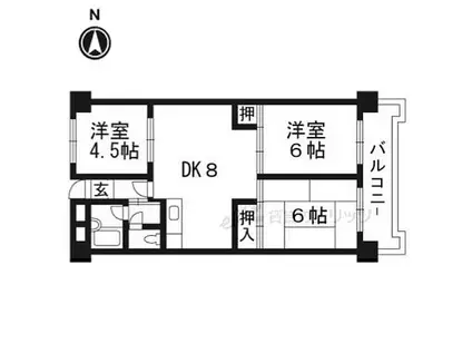 鮎川ハイツ(3DK/4階)の間取り写真